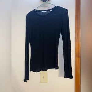 Vince Black Wool Blend Long Sleeve Asymmetrical Hem Size Large